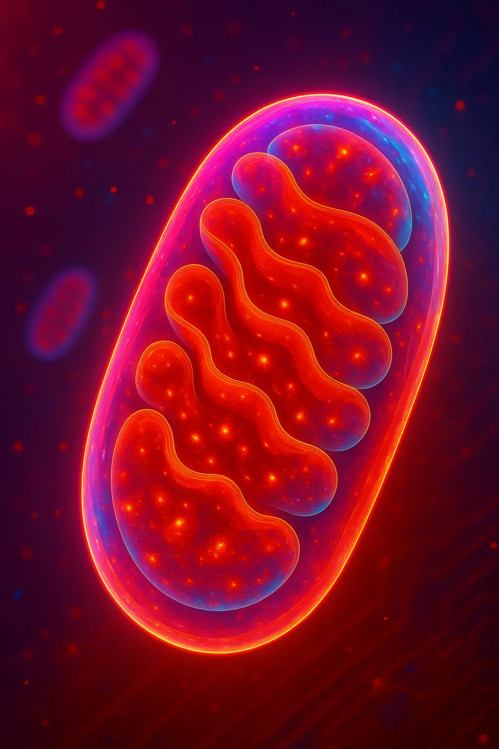 Illustration of a mitochondrion, the cell’s energy generator